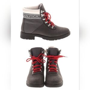 Nautica Black Ankle Boots with Red Laces - Women's Booties